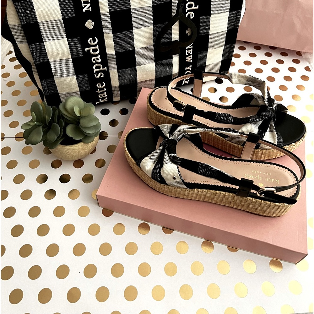 COPY - NEW~Kate Spade Buffalo Check Wedge Sandals! *Rare!* Size 9